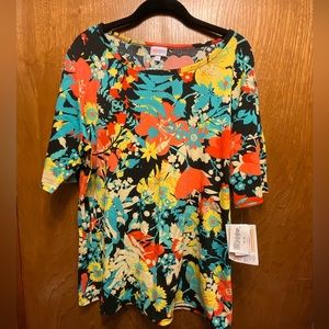 LuLaRoe - Gigi - 3XL - Blue w/yellow, aqua, coral, turquoise floral - NWT